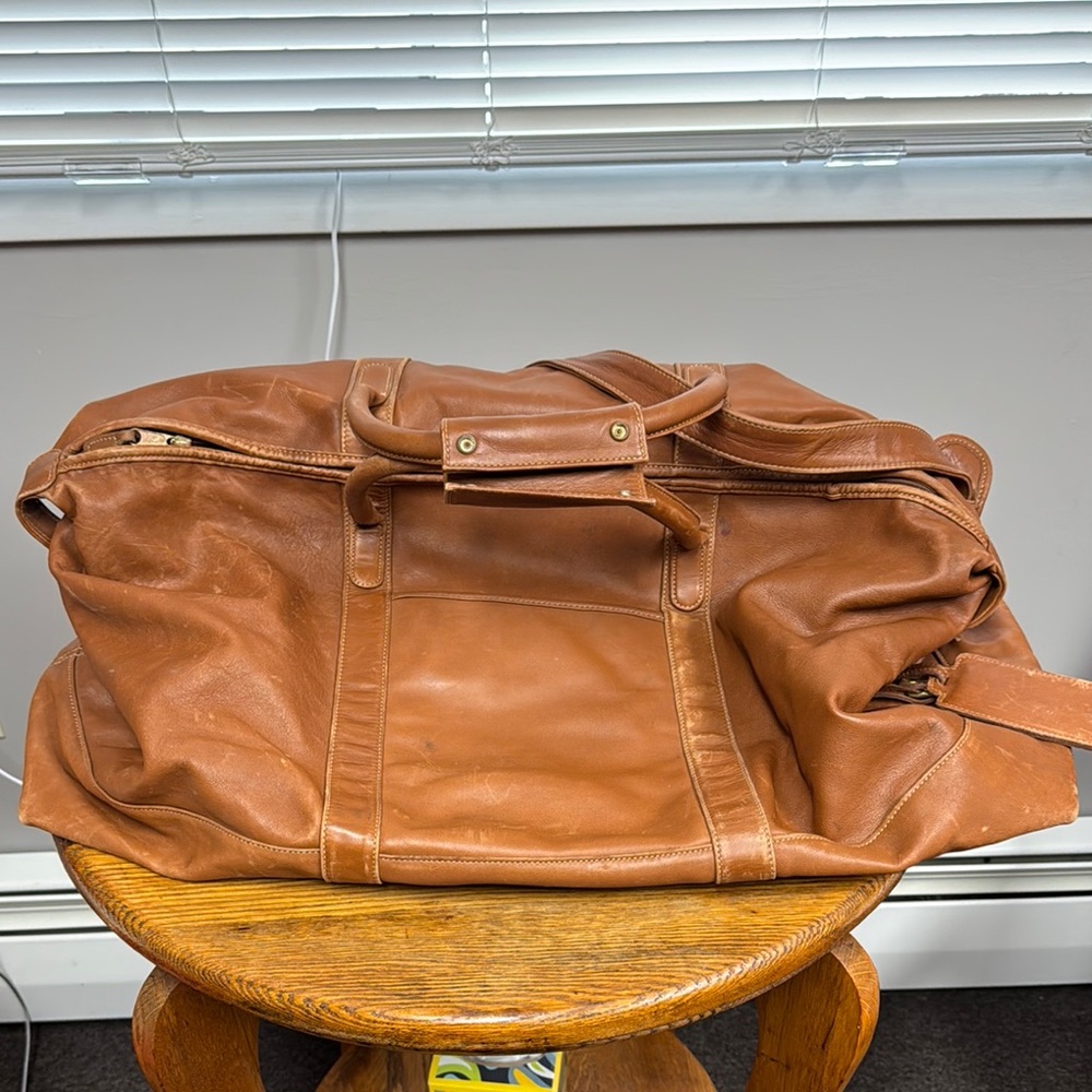 Coach Brown Leather Duffel Bag Spacious Travel Essential